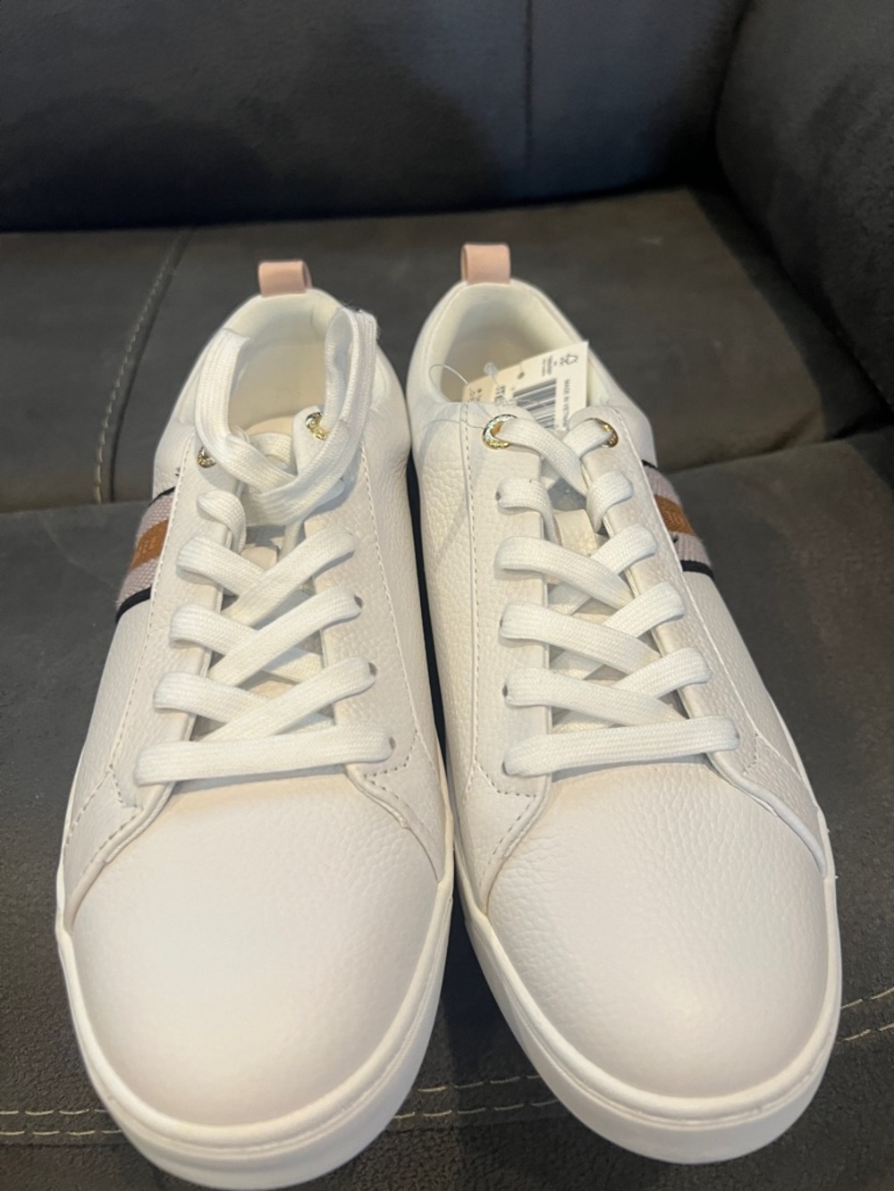 Ted Baker White Sneakers with Blush Pull Tabs - Picture 5 of 5